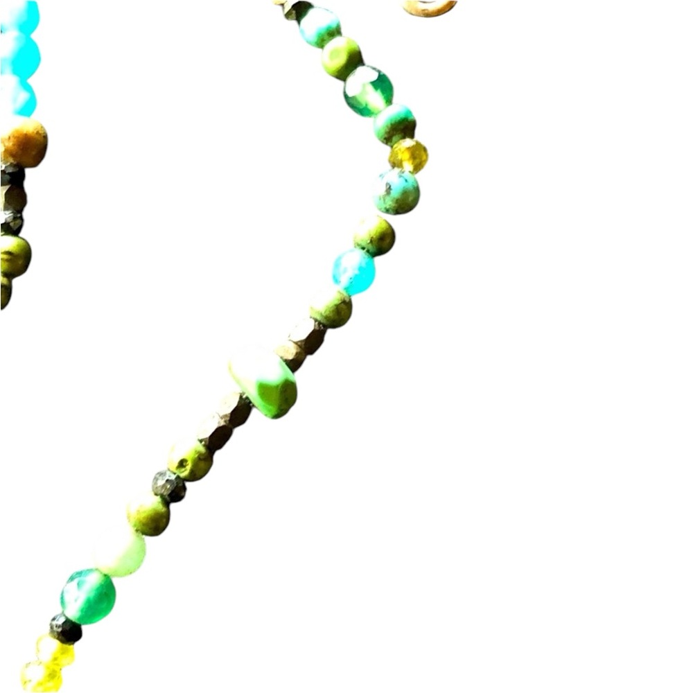 Turquoise Precious beaded necklace peridot black onyx necklace blue agate .925 - Picture 10 of 16